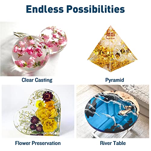 Teexpert Deep Pour Epoxy Resin, 51oz Epoxy Resin Kit for 2-4" Pour Depths, Crystal Clear & High Gloss, Bubble-Free Casting Resin for Flower Preservation, River Tables and Mold Crafts - 2:1 Mix Ratio - Image 5