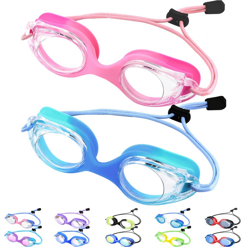 Vvinca Kids-Swim-Goggles with Bungee Strap No Leaking Anti Fog Toddler-Pool-Goggles Kids 3-14 Goggles with Quick Adjust - Image 1