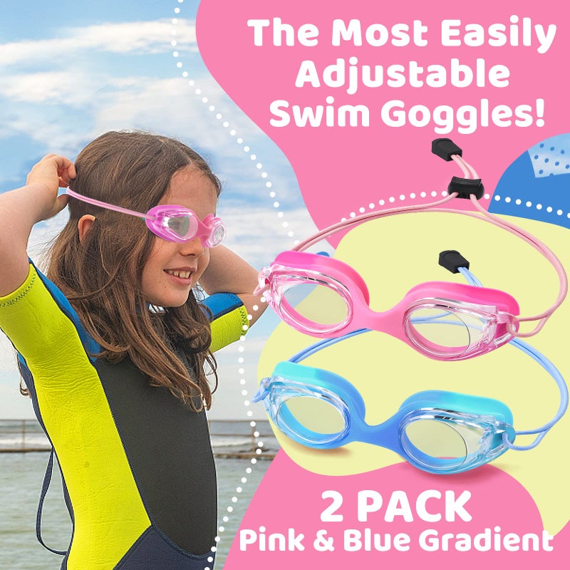 Vvinca Kids-Swim-Goggles with Bungee Strap No Leaking Anti Fog Toddler-Pool-Goggles Kids 3-14 Goggles with Quick Adjust - Image 2