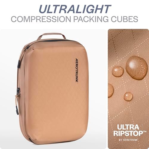 Aerotrunk Ultralight Compression Packing Cubes - Lightweight Travel Organizers for Suitcases and Luggage (6-Pack, Mocha) - Image 4