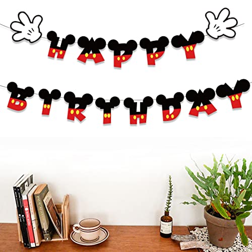Festiko® 2 PCS Cartoon Mouse Happy Birthday Banner for Kids Theme Birthday Party Bunting Decorations - Image 4