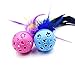 BeeSpring Cat Balls Interactive Cat Toy Feather Balls with Loud Bell Inside 2Pcs Red Blue - Image 2