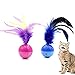 BeeSpring Cat Balls Interactive Cat Toy Feather Balls with Loud Bell Inside 2Pcs Red Blue - Image 3