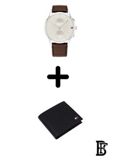 Tommy Hilfiger Leather Chronograph Watch 1710404 + Tommy Wallet
