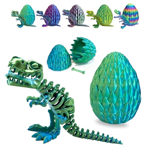 utosday Easter Eggs Filled with Dinosaur Toys 3D Printed Animals Mystery Crystal Dragon Egg with Articulated Tyrannosaurus Rex Easter Basket Stuffers Fidget Toy for Adults Kids Home Office DecorBlueGreen - Image 1