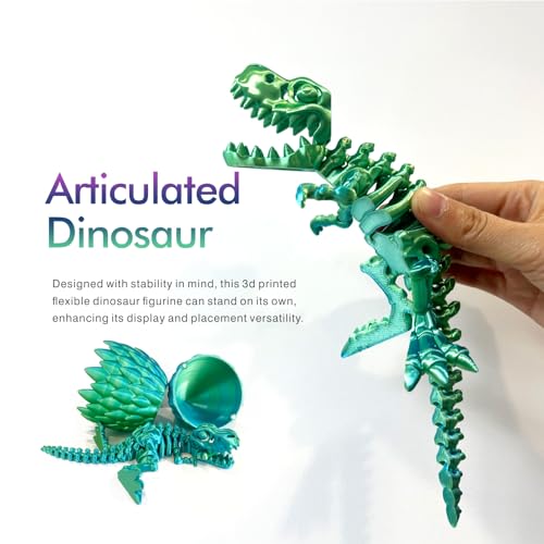 utosday Easter Eggs Filled with Dinosaur Toys 3D Printed Animals Mystery Crystal Dragon Egg with Articulated Tyrannosaurus Rex Easter Basket Stuffers Fidget Toy for Adults Kids Home Office DecorBlueGreen - Image 5