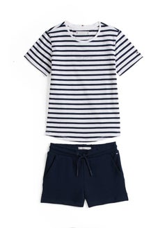 TOMMY HILFIGER Kids Stripe Crew Neck T-Shirt & Shorts Set  - Image 4