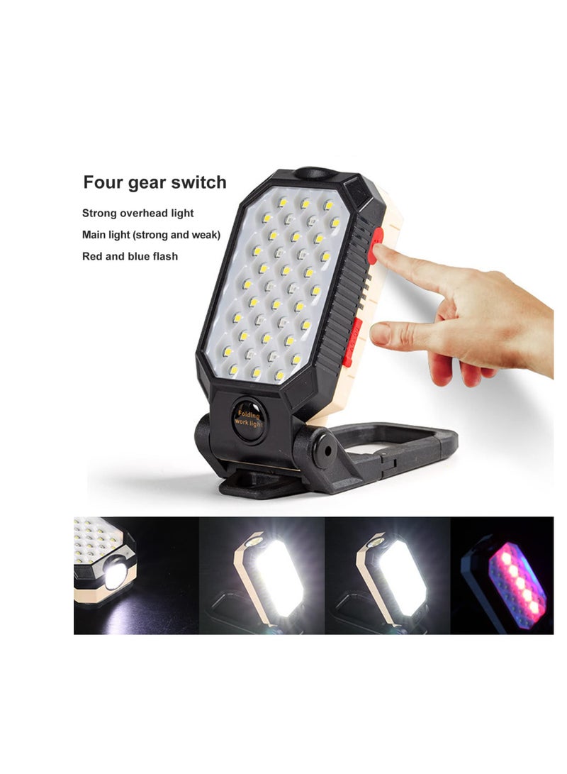 LED Work Light Rechargeable 2200mAh 1200LM Waterproof Foldable Adjustable Magnet Cordless COB Floodlight, Mechanical Light with 4 Light Modes for Camping, Hiking, Fishing, Car Repair and Emergency. (With Type C Charging Cable) - Image 4