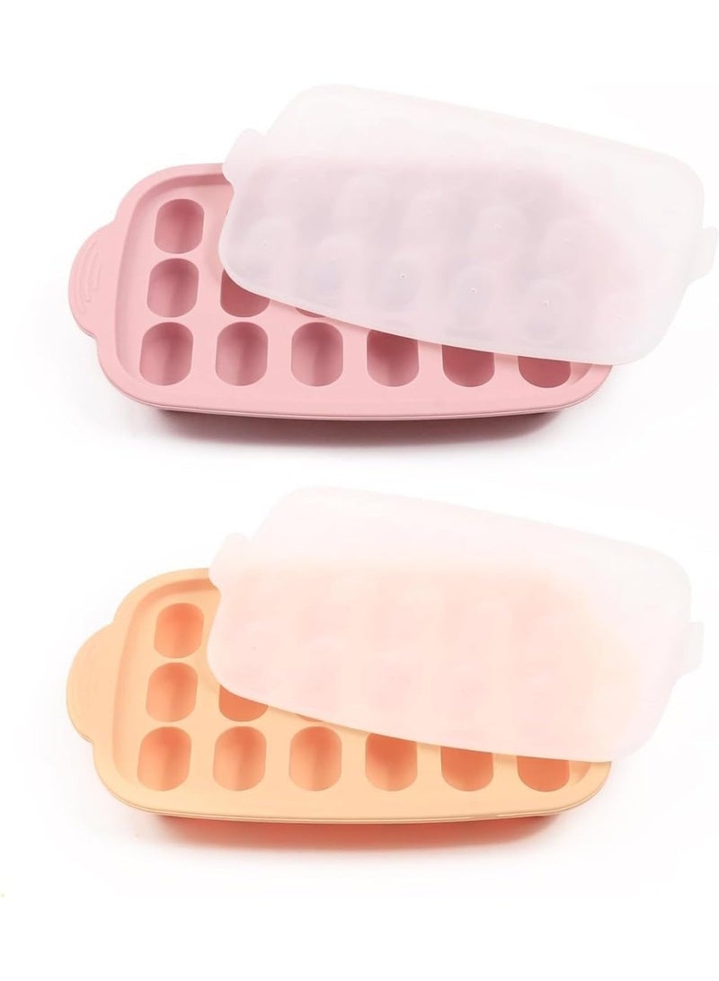 ChicAbode 2 حزمة قوالب الحليب ، حاويات تخزين علبة تجميد السيليكون ، علبة تجميد الأغذية لعصير الحليب (البيج / الوردي) - Image 1