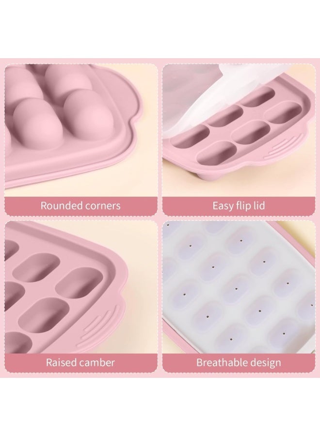 ChicAbode 2 حزمة قوالب الحليب ، حاويات تخزين علبة تجميد السيليكون ، علبة تجميد الأغذية لعصير الحليب (البيج / الوردي) - Image 4