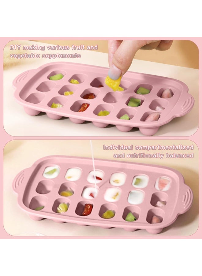 ChicAbode 2 حزمة قوالب الحليب ، حاويات تخزين علبة تجميد السيليكون ، علبة تجميد الأغذية لعصير الحليب (البيج / الوردي) - Image 2