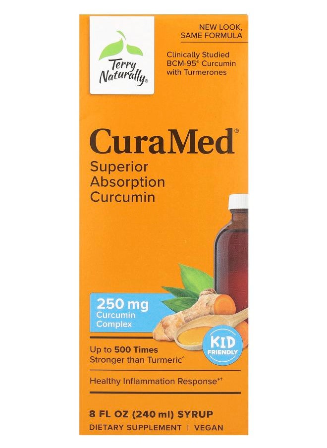 Terry Naturally - CuraMed Syrup Superior Absorption Curcumin 250 mg 8 fl oz (240 ml) - Image 1