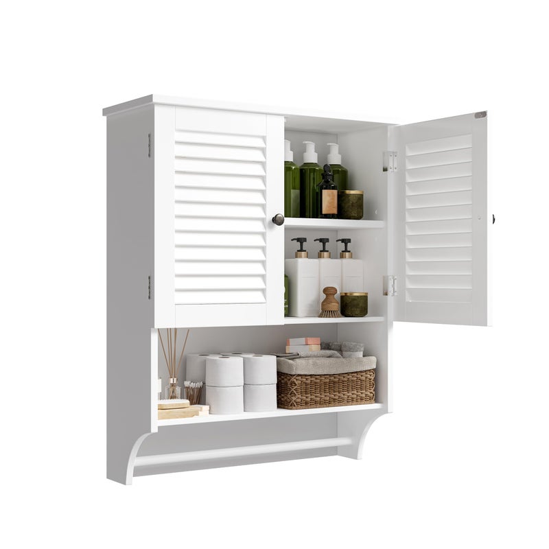 ChooChoo Medicine Cabinet, Bathroom Wall Cabinet, 2 Doors Over The Toilet Space Saver Storage Cabinet with Large Space, White - Image 1