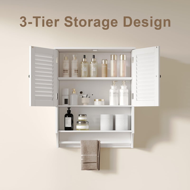 ChooChoo Medicine Cabinet, Bathroom Wall Cabinet, 2 Doors Over The Toilet Space Saver Storage Cabinet with Large Space, White - Image 4