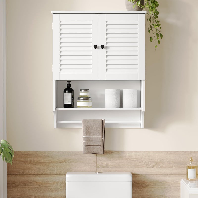 ChooChoo Medicine Cabinet, Bathroom Wall Cabinet, 2 Doors Over The Toilet Space Saver Storage Cabinet with Large Space, White - Image 3