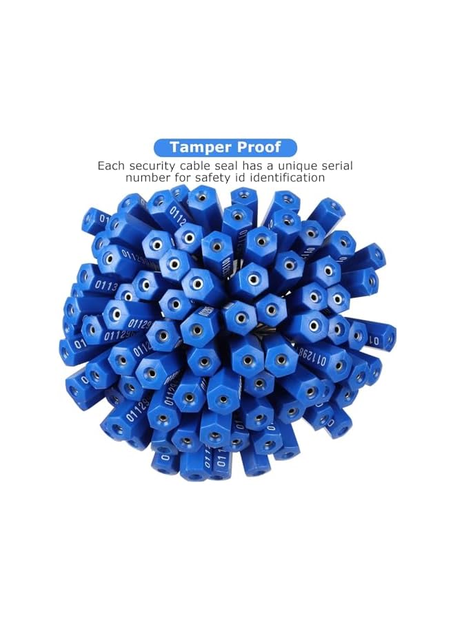 PROMASS promass 100 PCS Security Cable Seals Numbered Tamper Proof Security Tags, Blue Steel Pull-Tite Container Seals Wire Seals, Metal Self-Locking Cable Steel Wire Seal for Truck Container Shipping  - Image 3