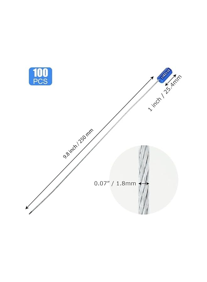 PROMASS promass 100 PCS Security Cable Seals Numbered Tamper Proof Security Tags, Blue Steel Pull-Tite Container Seals Wire Seals, Metal Self-Locking Cable Steel Wire Seal for Truck Container Shipping  - Image 2