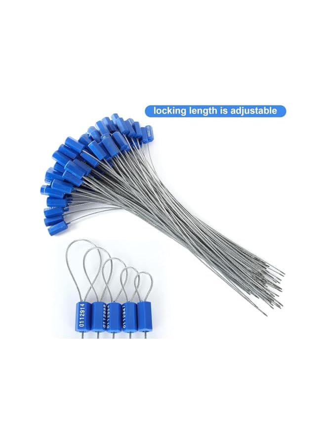 PROMASS promass 100 PCS Security Cable Seals Numbered Tamper Proof Security Tags, Blue Steel Pull-Tite Container Seals Wire Seals, Metal Self-Locking Cable Steel Wire Seal for Truck Container Shipping  - Image 5
