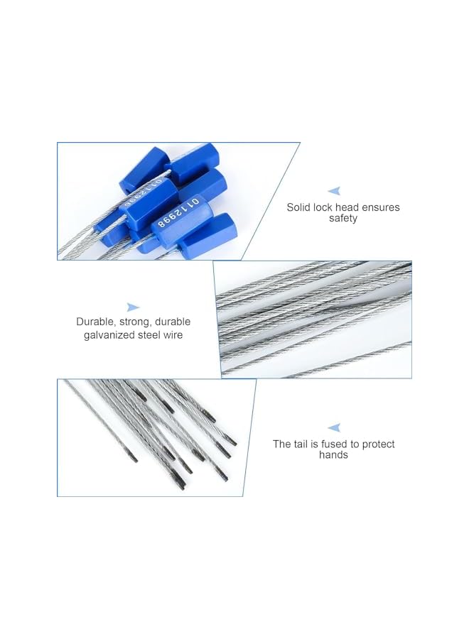 PROMASS promass 100 PCS Security Cable Seals Numbered Tamper Proof Security Tags, Blue Steel Pull-Tite Container Seals Wire Seals, Metal Self-Locking Cable Steel Wire Seal for Truck Container Shipping  - Image 4