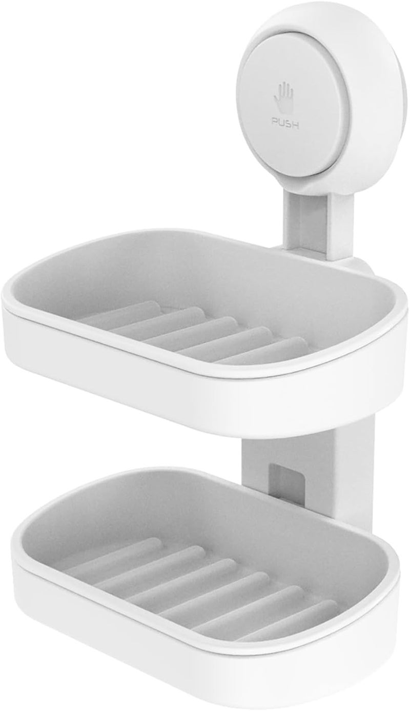 Taili Double Layer Soap Dish Suction Cup Soap Holder, Strong Sponge Holder for Shower, Bathroom, Tub and Kitchen Sink, Drill-Free, Removable - Image 1