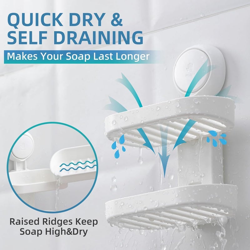 Taili Double Layer Soap Dish Suction Cup Soap Holder, Strong Sponge Holder for Shower, Bathroom, Tub and Kitchen Sink, Drill-Free, Removable - Image 3