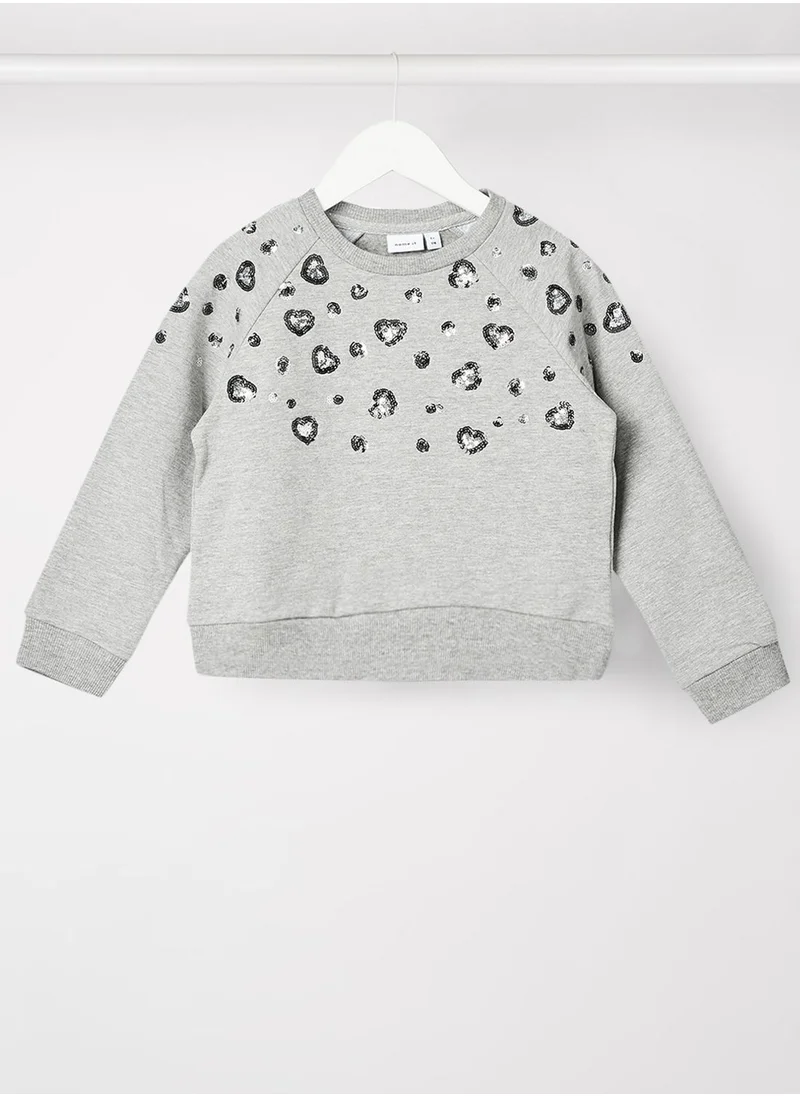 NAME IT Kids Sequin Long Sleeve Sweatshirt