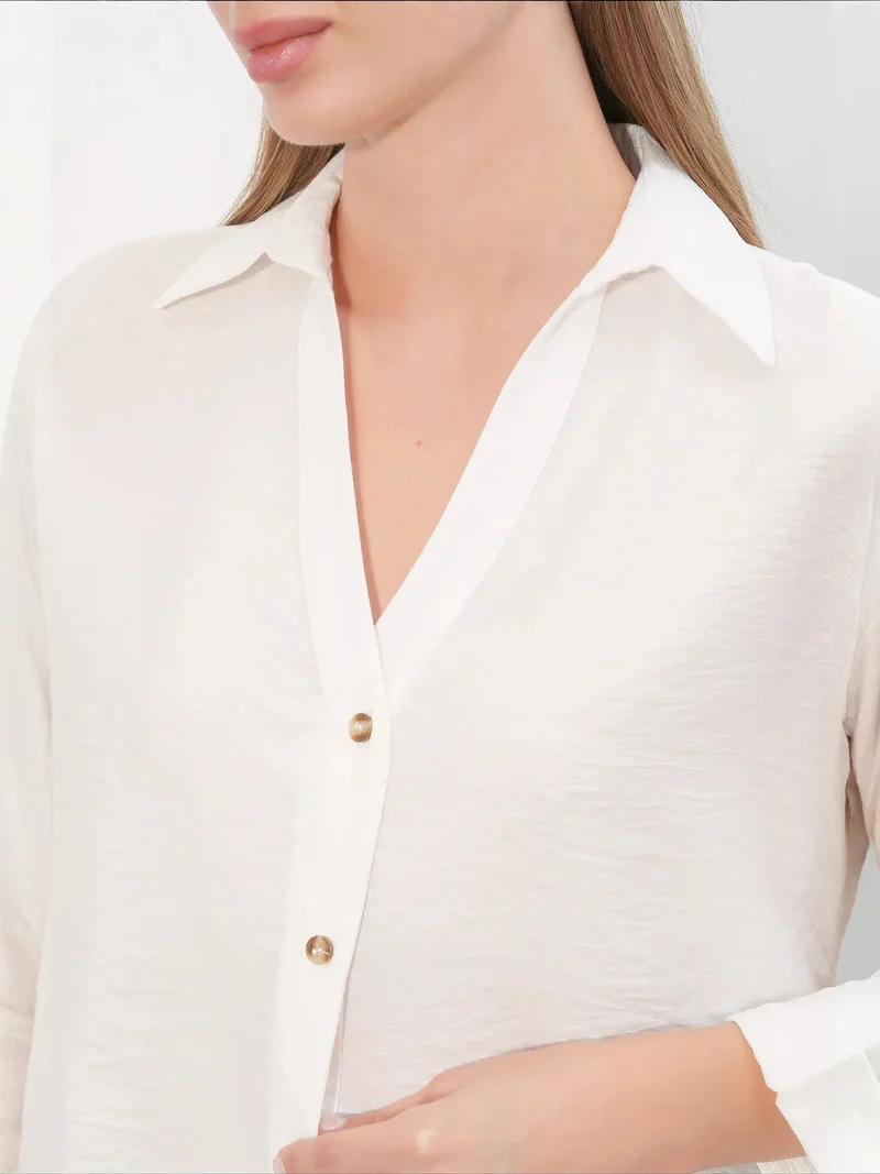 Big Dart Dusty White BDART Women’s Viscose-Nylon Shirt for Women | Best Price UAE