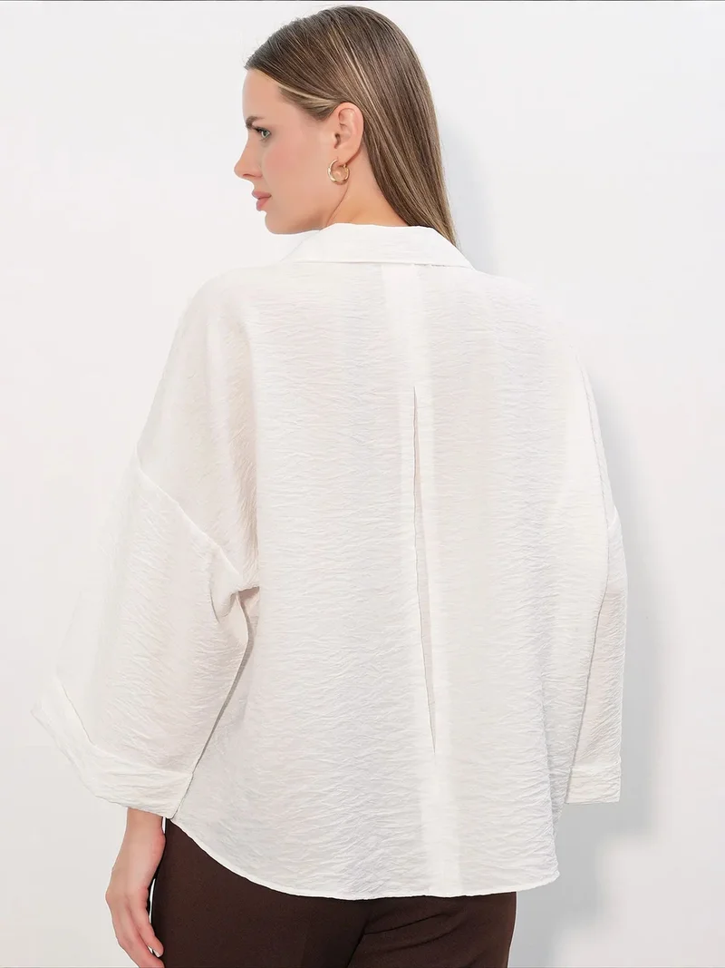 Big Dart Dusty White BDART Women’s Viscose-Nylon Shirt for Women | Best Price UAE
