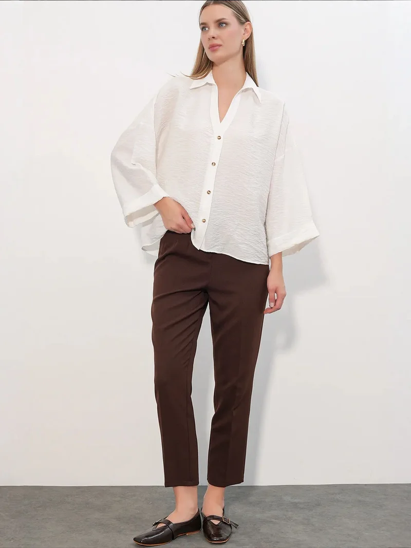 Big Dart Dusty White BDART Women’s Viscose-Nylon Shirt for Women | Best Price UAE