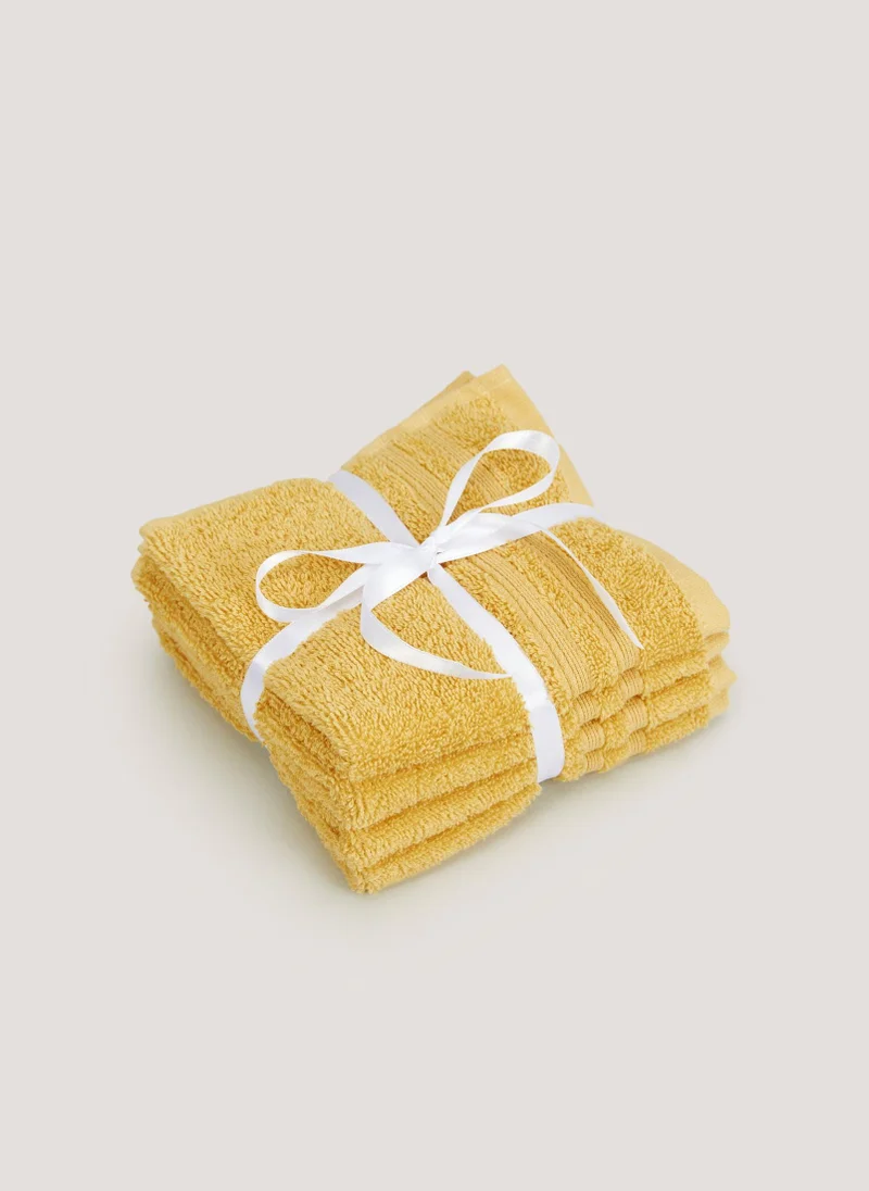 Matalan 4 Pack Yellow 100% Egyptian Cotton Face Cloths