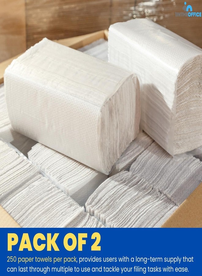 1InTheOffice Multifold Paper Towels, Paper Hand Towels for Bathroom, Folded Paper Towels, 1-Ply, 9" x 9.45", 250 Towels/Pack, 2 Pack - Image 3