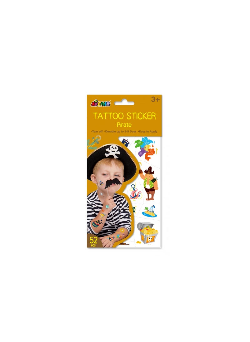 Avenir Tattoo Sticker - Pirate | 52pc Set of Temporary Tattoos - High-Quality Water-Based Ink - Safe and Easy to Apply and Remove - Lasts 3-5 Days for Kids 3+  - Image 5