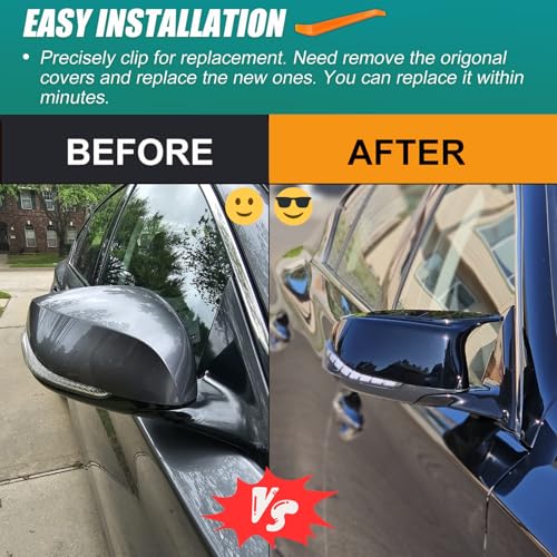 Qlhshop Q50 Mirror Caps for Infiniti Accessories, Passenger Driver Side View Mirror Cover Replacement for Infiniti Q60 Q70 QX30 QX50 Q50L Exterior Car Body Tuning Parts & Trim, Glossy Black - 1 Pair - Image 2