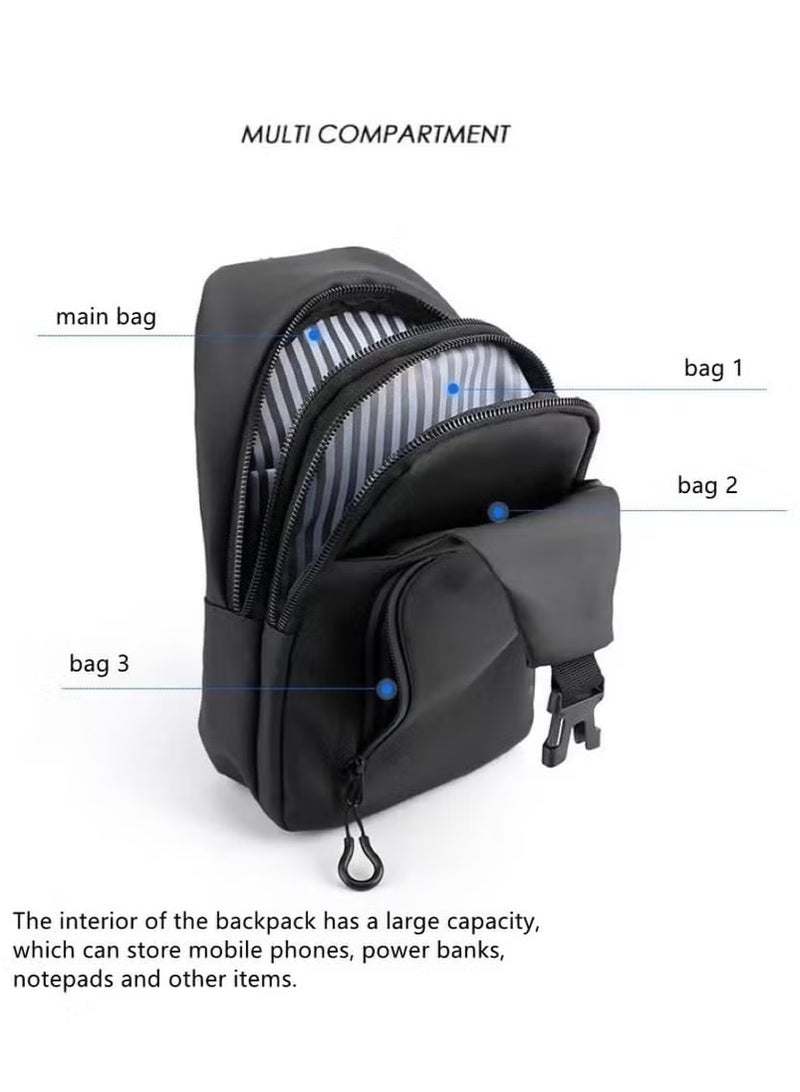 Cuken Crossbody Backpack Sling Crossbody Bag Small Shoulder Backpack for Men Waterproof Slim Chest Bags Casual Daypack for Travel Cycling  - Image 3