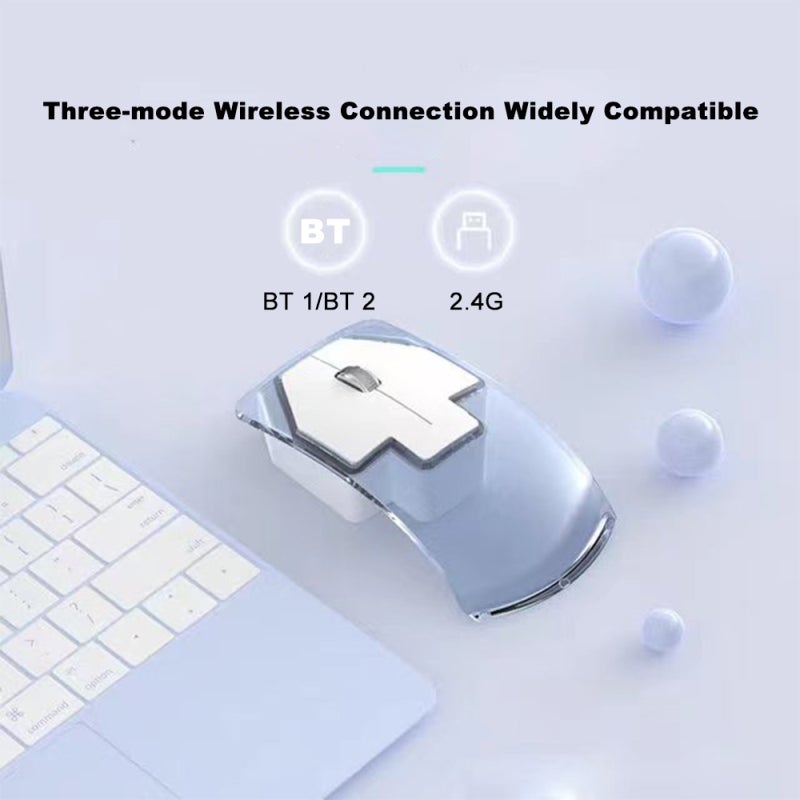 فأرة ألعاب لاسلكية: أبيض، اتصال ثلاثي الأنماط، تصميم مريح صامت - فأرة RGB شفافة بطارية طويلة الأمد لأجهزة الكمبيوتر المحمولة واستخدام الألعاب - Image 5