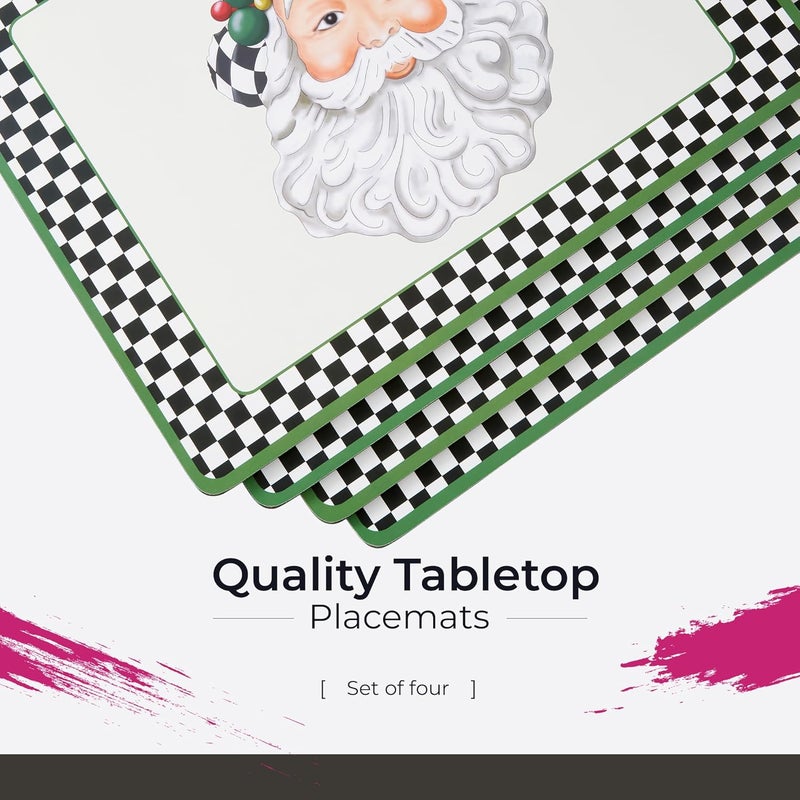 Pimpernel Black and White Christmas Placemats Set of 4  CorkBacked HeatResistant Table Mats for Dining Table 157 x 117  Durable Hard Placemats Featuring Festive Snowman  Santa Designs - Image 2