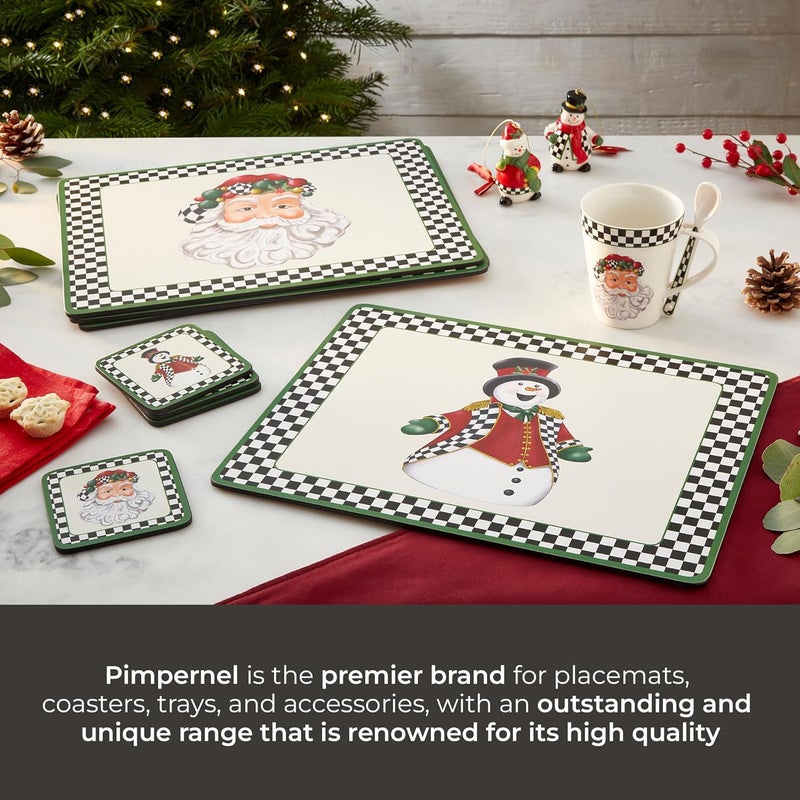 Pimpernel Black and White Christmas Placemats Set of 4  CorkBacked HeatResistant Table Mats for Dining Table 157 x 117  Durable Hard Placemats Featuring Festive Snowman  Santa Designs - Image 5