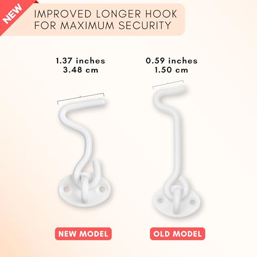 ECO-FUSED EcoFused 3inch Heavy Duty Hook and Eye Latch 2X Barn Door Lock White 8X Mounting Screws Powder Coated Stainless Steel Hooks for Door Windows Sheds Fences Gates Closets Cabinets - Image 3