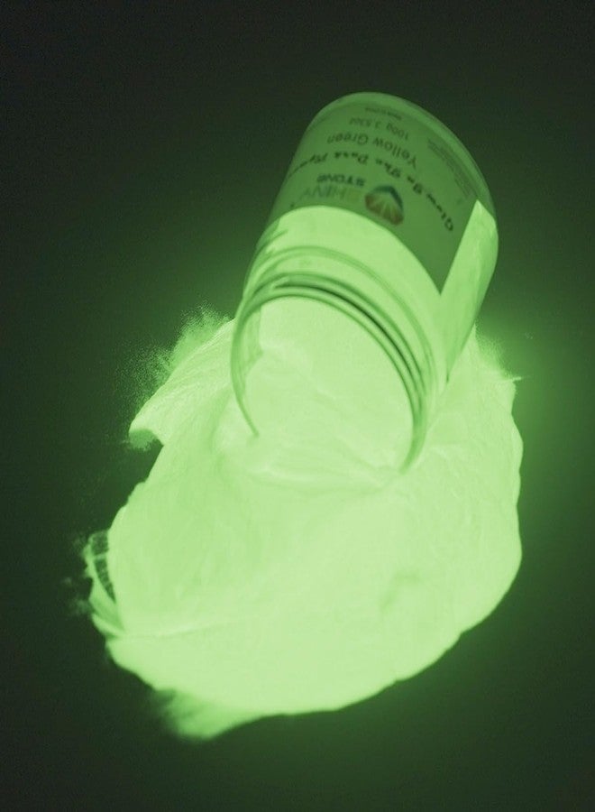 Shiny Stone Glow in The Dark Powder Pigment, Neutral and Fluorescent Colorful Luminous Pigment Powder for Painting, Epoxy Resin Colorant, DIY Crafts and Theme Party,100g/3.53oz (Yellow Green) - Image 2