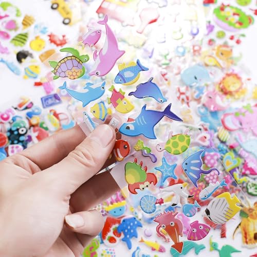 Gifting Square Self-Adhesive Metal Cartoon Polyvinyl Chloride Puffy 3D Cute Stickers Funny for Kids On Gifts (10 Sheet), 16 x 7 x 0.1 Centimeters - Image 4