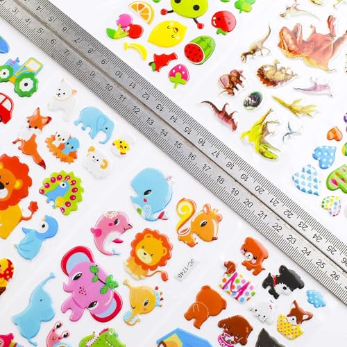 Gifting Square Self-Adhesive Metal Cartoon Polyvinyl Chloride Puffy 3D Cute Stickers Funny for Kids On Gifts (10 Sheet), 16 x 7 x 0.1 Centimeters - Image 5