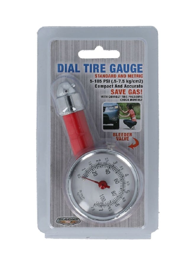 Blazing Ledz Dial Tire Gauge Red and Silver 13.8 x 3.6 x 7.6 cm 702283 - Image 1