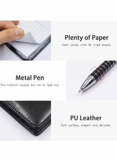 Excefore Mini Pocket Notepad Set, 14 x 9 CM Pocket Notepad Holder with Metal Pen  - Image 2