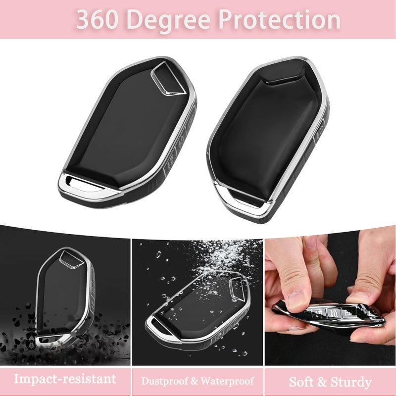 TECARATE for kia Key Fob Cover - 5 Button Soft TPU Key Case Protection Fit for Kia Telluride (2023-2025), Sorento, K5 GT-Line, EV5 Smart Remote Key(Black) - Image 3