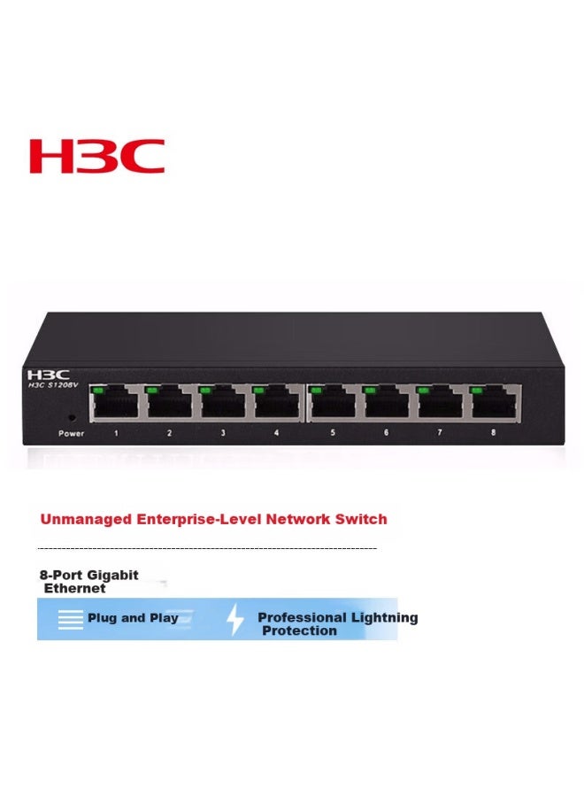H3c Plug And Play Ethernet Splitter 8-port Gigabit Unmanaged Enterprise Desktop Network Switch S1208v - Image 1