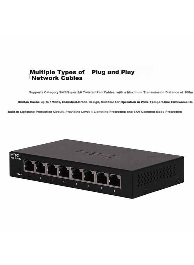 H3c Plug And Play Ethernet Splitter 8-port Gigabit Unmanaged Enterprise Desktop Network Switch S1208v - Image 4