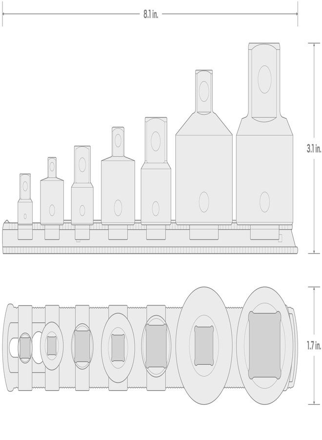 TEKTON 1/4, 3/8, 1/2, 3/4 Inch Drive Impact Adapter/Reducer Set with Rail (7-Piece) | SIA99127 - Image 4