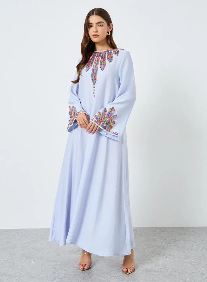 Take Two Sequin Embellished Long Sleeve Jalabiya