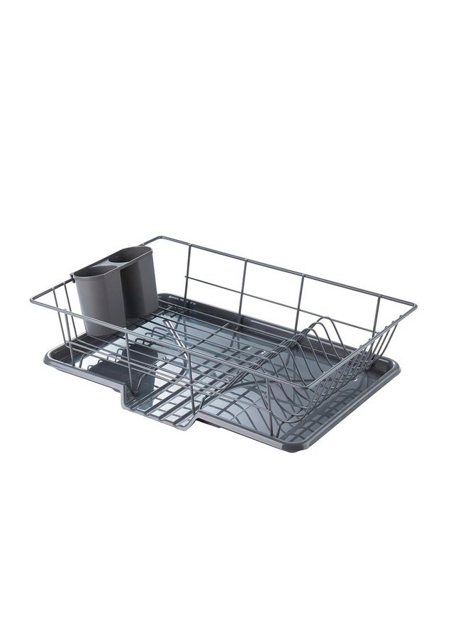 Sweet Home Collection Sweet Home Collection Space-Saving 3-Piece Dish Drainer Rack Set: Efficient Kitchen Organizer for Quick Drying and Storage - Includes Cutlery Holder and Drainboard - Maximize Countertop Space, Gray  - Image 1