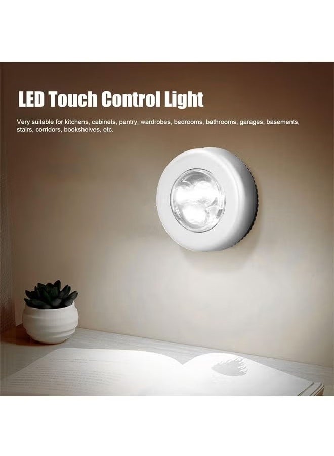با لوف عبوة تحتوي على 3 مصابيح ليلية لاسلكية تعمل بالبطارية LED، مصباح عصا باللمس للتثبيت بالضغط للأروقة والخزائن والأسطح أو غرف الخدمات، مصباح باللمس بدون سلك، البطاريات غير متوفرة - Image 3